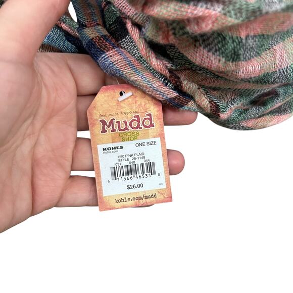 Cozy‎ Plaid Infinity Scarf Mudd Pink Green Blue Casual Cool NWT - Picture 7 of 7